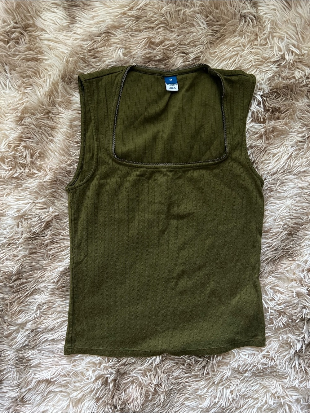 Old Navy Olive Ribbed Square-Neck Tank